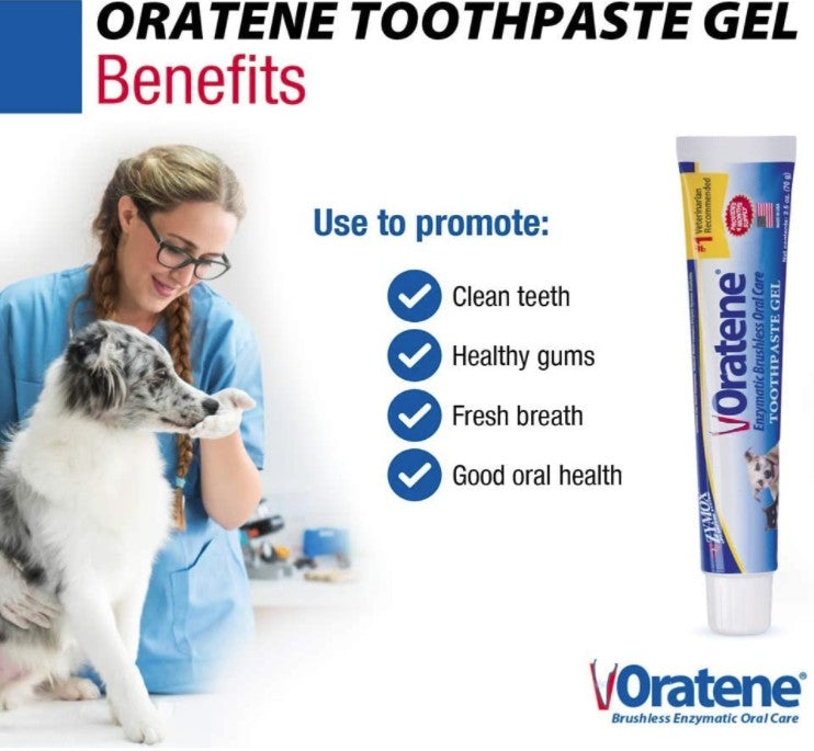 2.5 oz Zymox Oratene Enzymatic Brushless Toothpaste Gel for Dogs and Cats