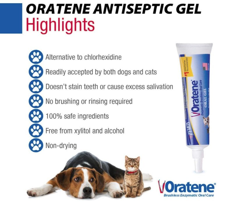 1 oz Zymox Oratene Brushless Oral Care Antiseptic Gel for Dogs and Cats